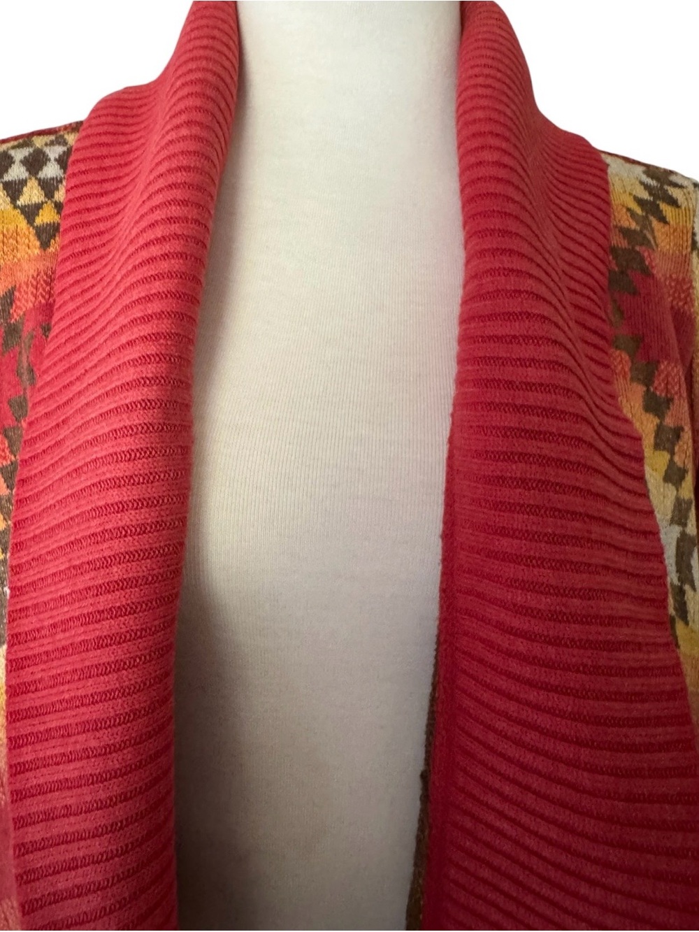 Ralph Lauren Rust Aztec Open-Front Poncho Cardigan - Picture 3 of 16